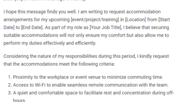 Accommodation Request Letter To Company