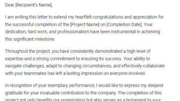 Appreciation Letter For Completion Of Project