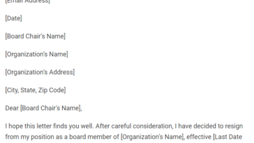 board member resignation letter