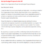 Budget Proposal Sample Letter