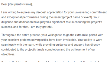 Business Appreciation Letter