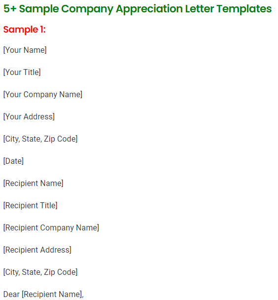 sample letter of gratitude and appreciation to a company