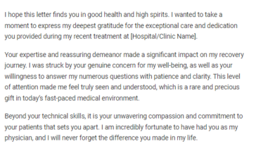 Doctor Appreciation Letter