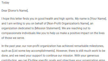 donation request letter for non profit sample