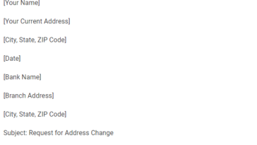 address change request letter to bank