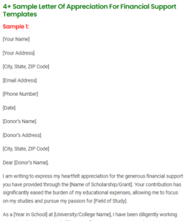 sample letter of appreciation for financial support