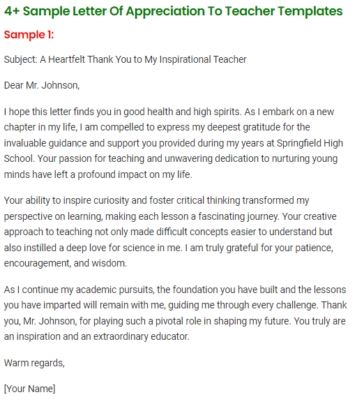 sample of appreciation letter for cooperating teacher