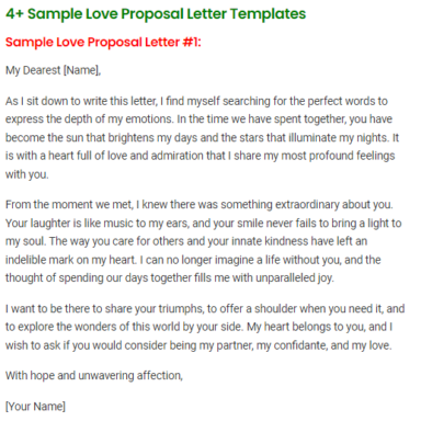 4+ Sample Love Proposal Letter Templates