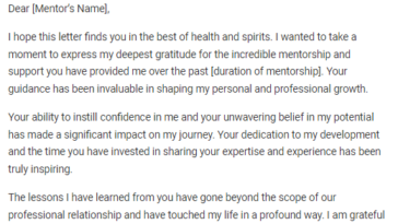 Mentor Appreciation Letter