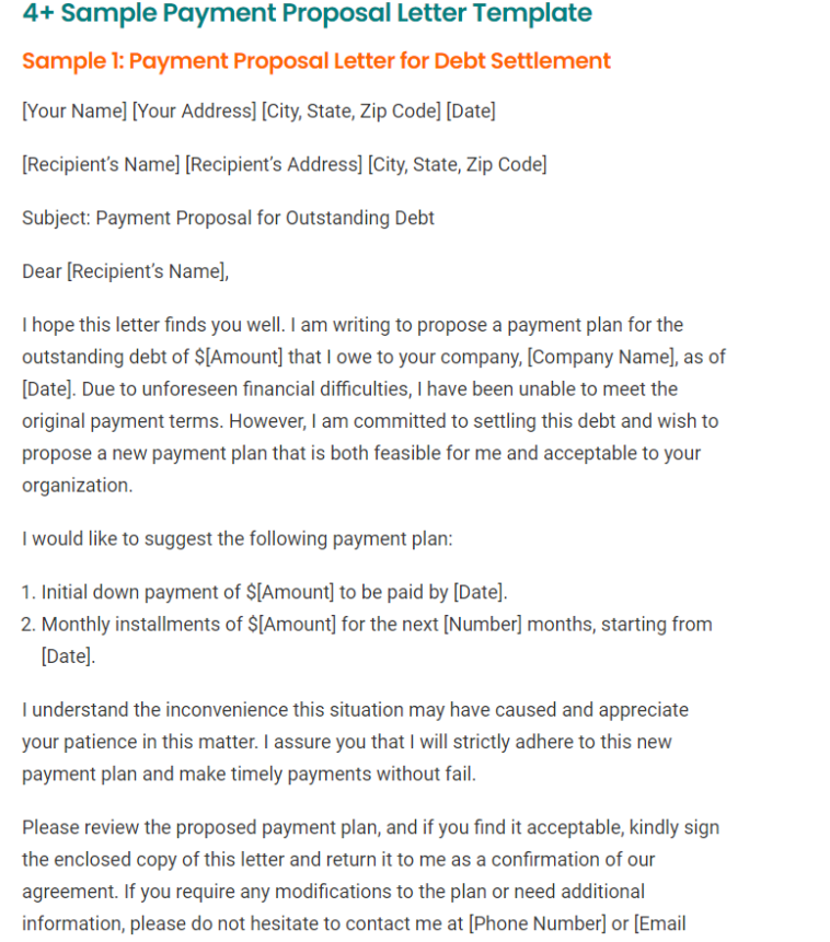 4+ Sample Payment Proposal Letter Template