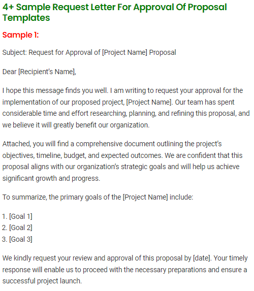 Request Letter For Approval Of Proposal