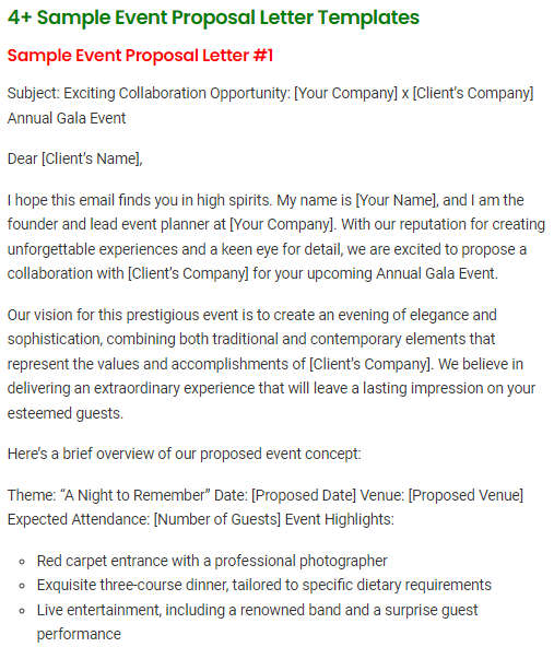 Sample Event Proposal Letter