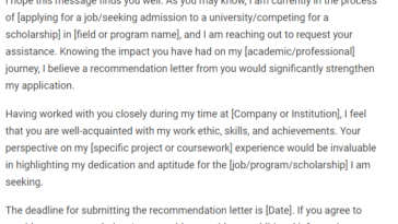 request letter for recommendation letter