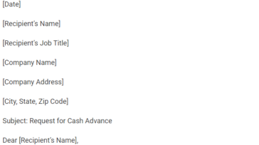 Sample Request Letter For Cash Advance