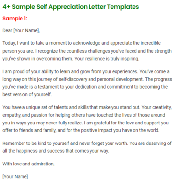 4+ Sample Self Appreciation Letter Templates