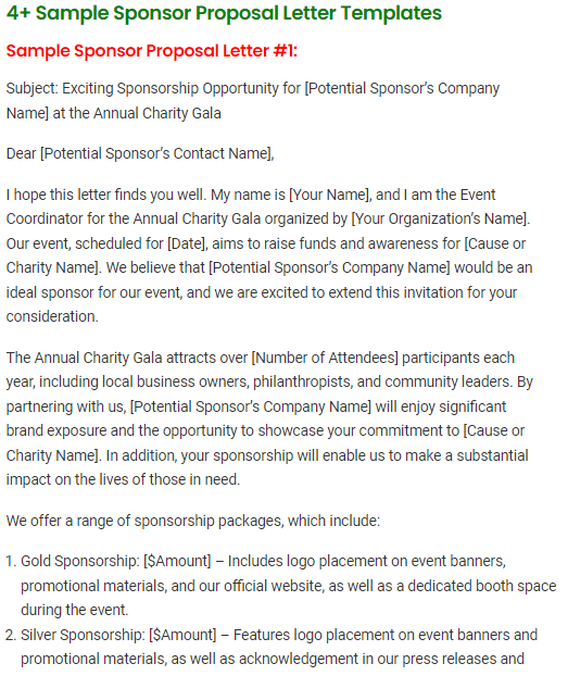 Sponsor Proposal Letter