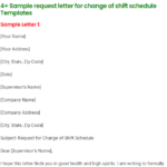 request letter for change of shift schedule