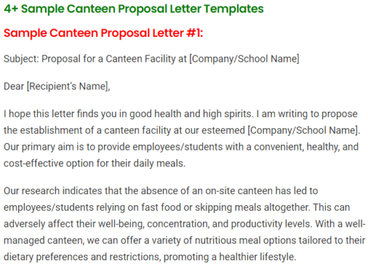 application letter to rent a canteen
