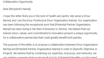 Collaboration Partnership Proposal Letter