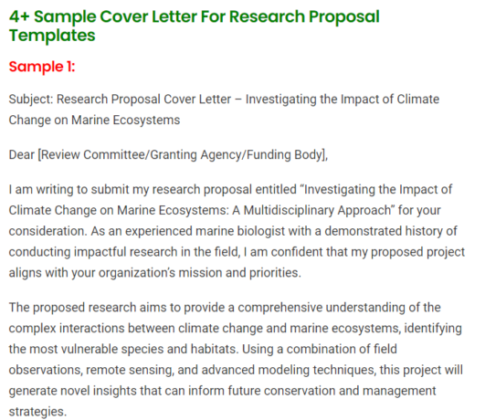 how to write a cover letter for a research proposal
