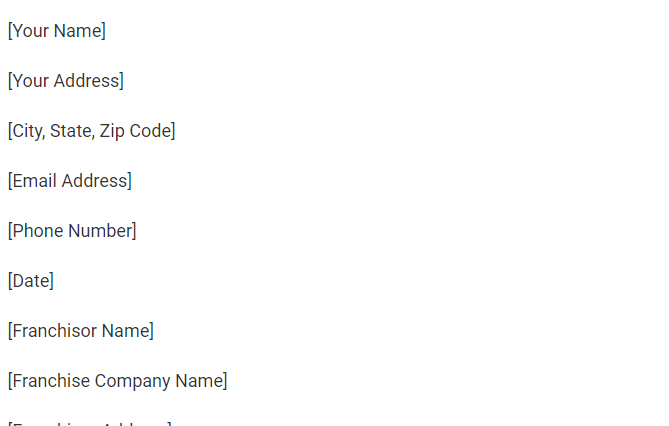 Franchise Proposal Letter Sample