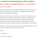 Immediate Resignation Letter