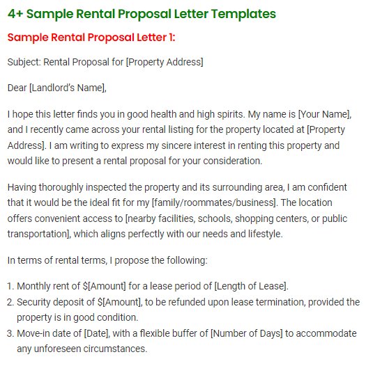 Rental Proposal Letter